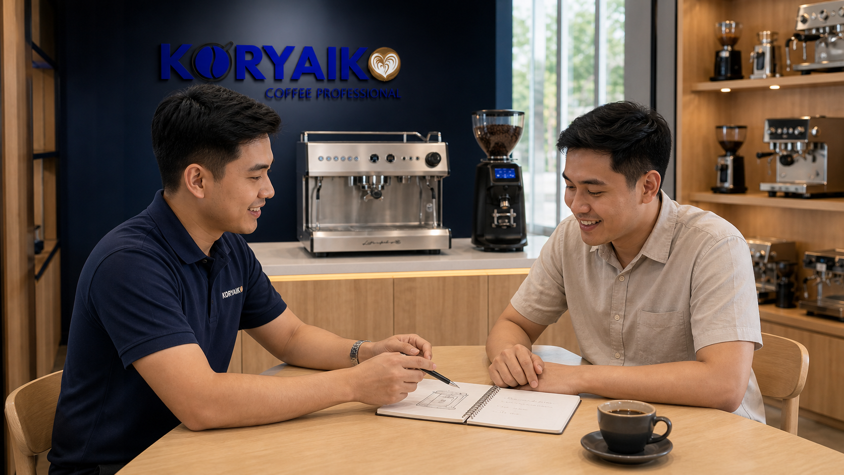 Customer speaking with the Koryaiko team inside a Philippine showroom