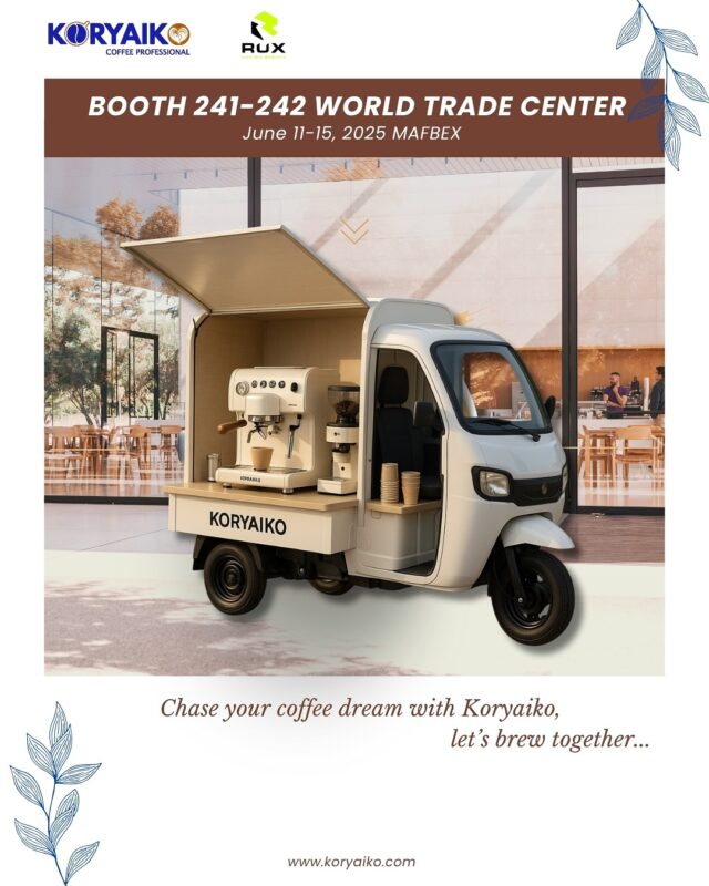 🚐 Brew on the Go with Koryaiko x RUX Mobility!
Experience our mobile coffee setup — espresso machines and grinders, built for life on the move.

📍 MAFBEX 2025 — Booth 241–242
📅 June 11–15, 2025
📌 World Trade Center, Metro Manila

See it in action, get hands-on with our latest gear, and explore how to power your own coffee truck or mobile café.

📘 View our full catalog:
👉 https://koryaiko.com/product-catalog

See you there! 

#Koryaiko #KoryaikoPH #KoryaikoEspresso #KoryaikoOnTheGo #KoryaikoCoffee #KoryaikoGrinders #BrewEverywhere #MAFBEX2025 #RUXMobility #MobileCoffeeSetup #CoffeeTruckGoals #espressoanywhere